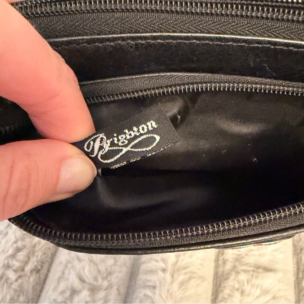 Brighton black pebble leather crossbody bag with a silver heart accent - Picture 7 of 8